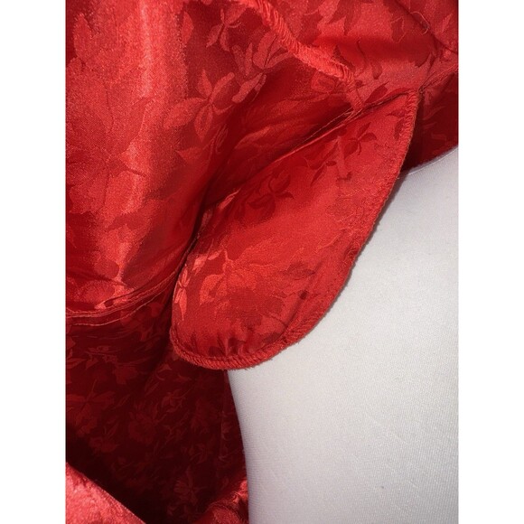 VTG Victoria’s Secret Red Floral Satin Robe M/L Korea Silky Wrap Belted Lounge - Picture 8 of 11